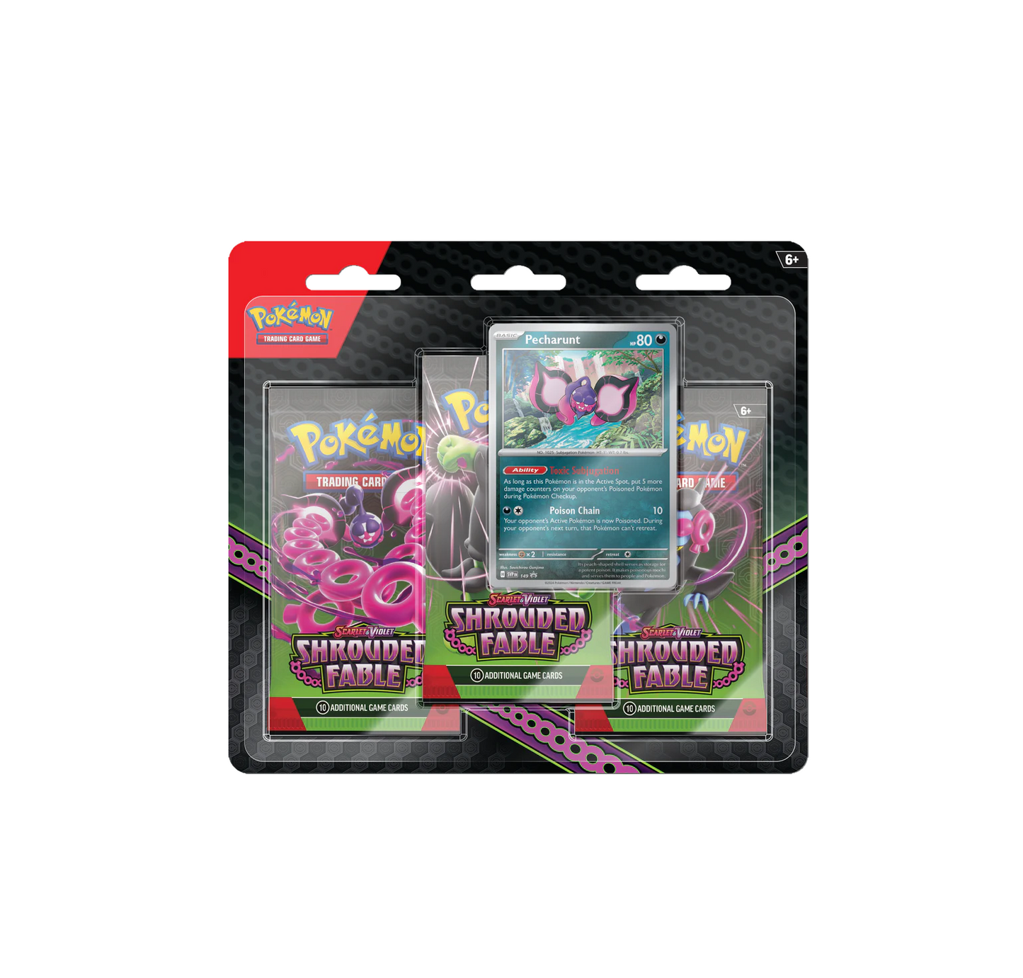 Pokémon TCG: Scarlet & Violet - Shrouded Fable - Blister Pack - Three Boosters - Pecharunt Promo Card